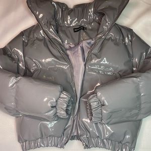 PRETTYLITTLETHING GRAY VINYL JACKET